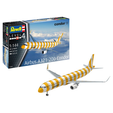KIT PARA MONTAR REVELL AVIÃO AIRBUS A321-200 CONDOR 1/144 52 PEÇAS REV 03788